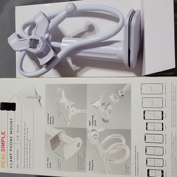 Real Simple clamp phone mount, white - Picture 2 of 7